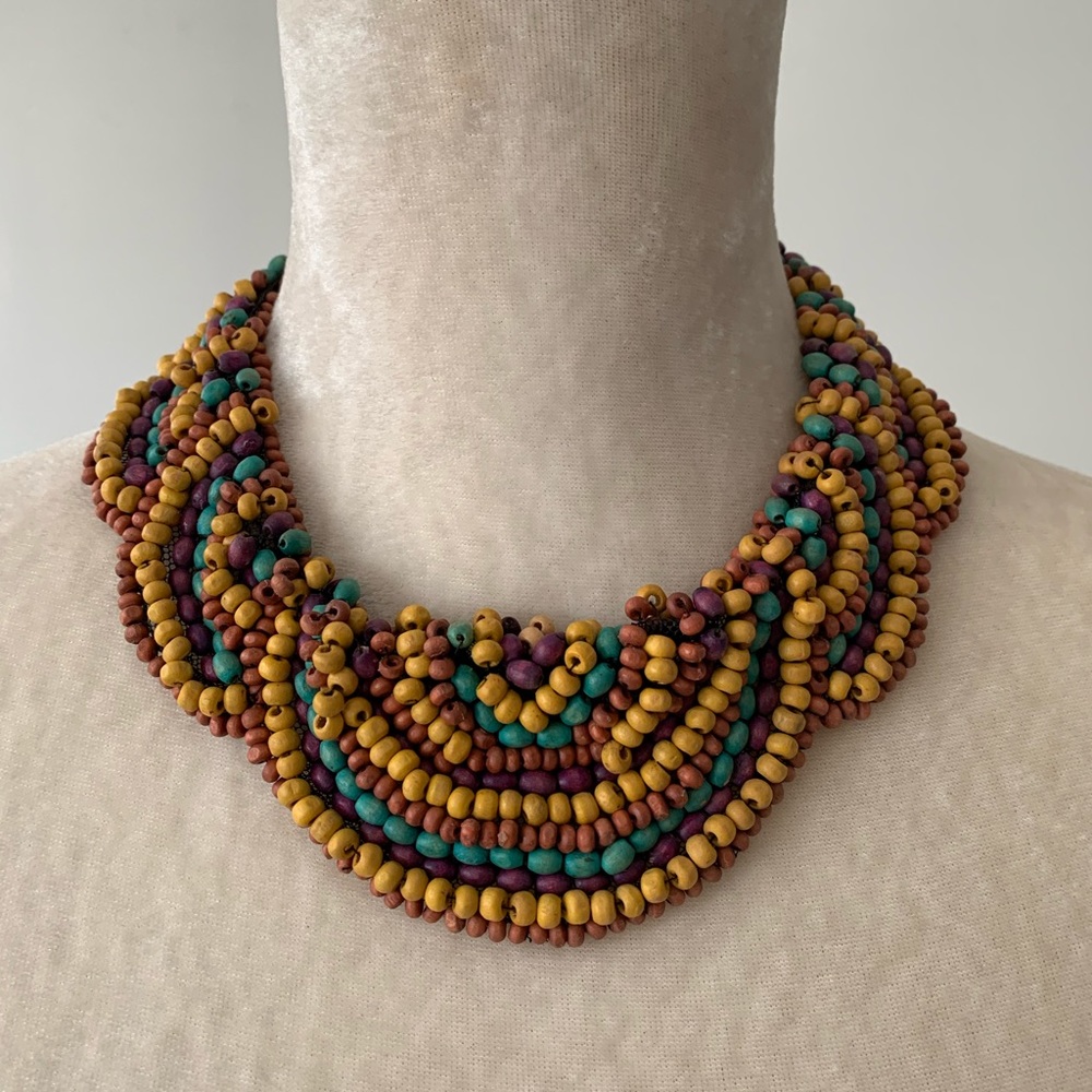 ✨Beaded Earthy Wood Bohemian Boho Necklace✨